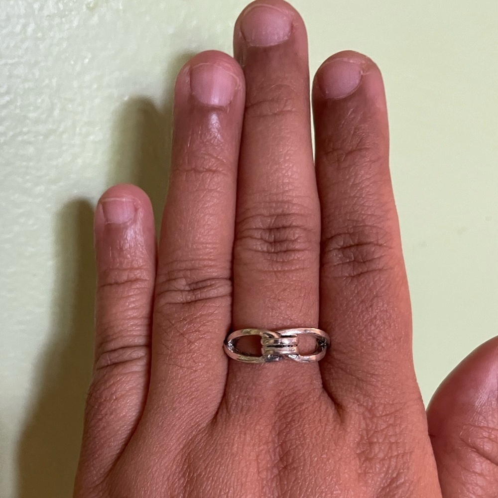 Elegant Silver Adjustable Knot Link Ring